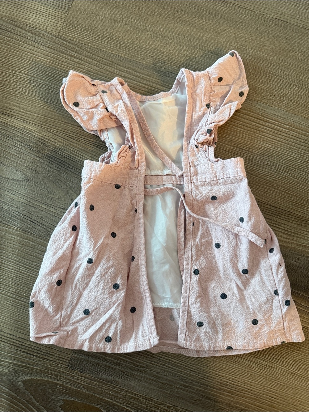 Baby girl apron dress in pink polka dot - 6m- 2T - Picture 2 of 3